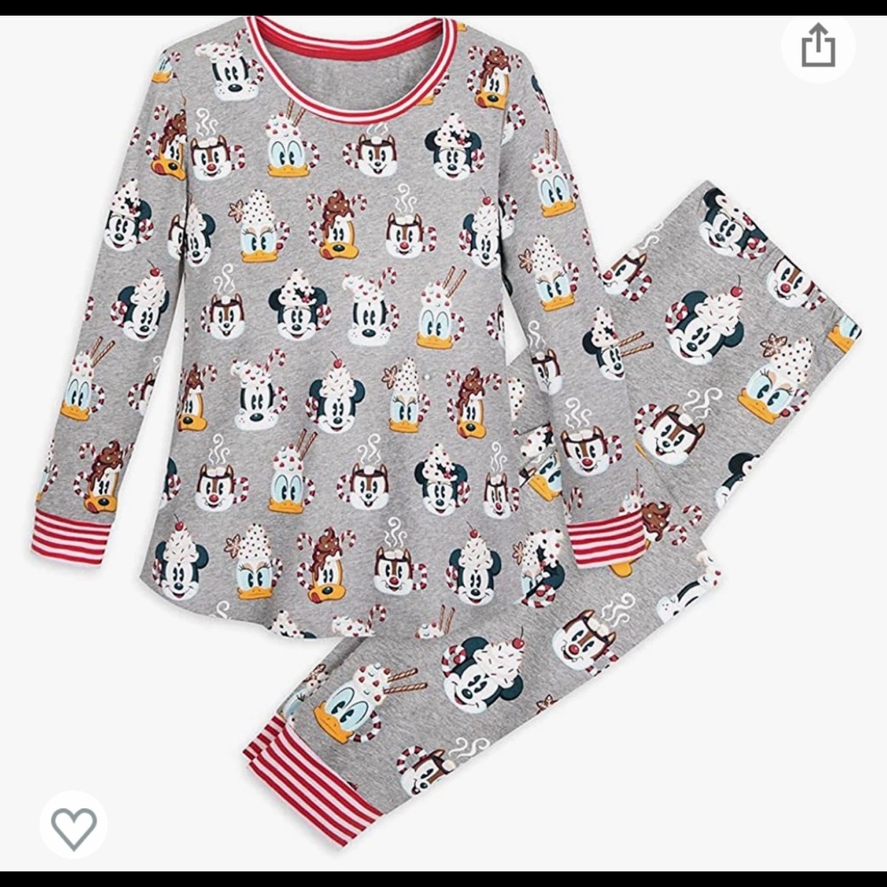 Disney Gray Pajama Set with Red Accents